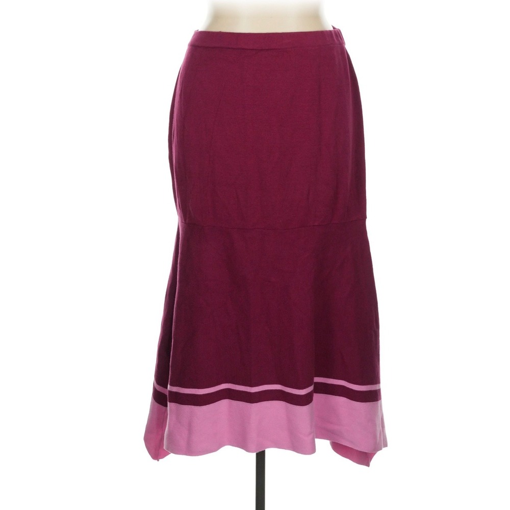 Ashro Burgundy Pink Colorblock Knit Trumpet Midi Skirt Womens XL 100% Cotton